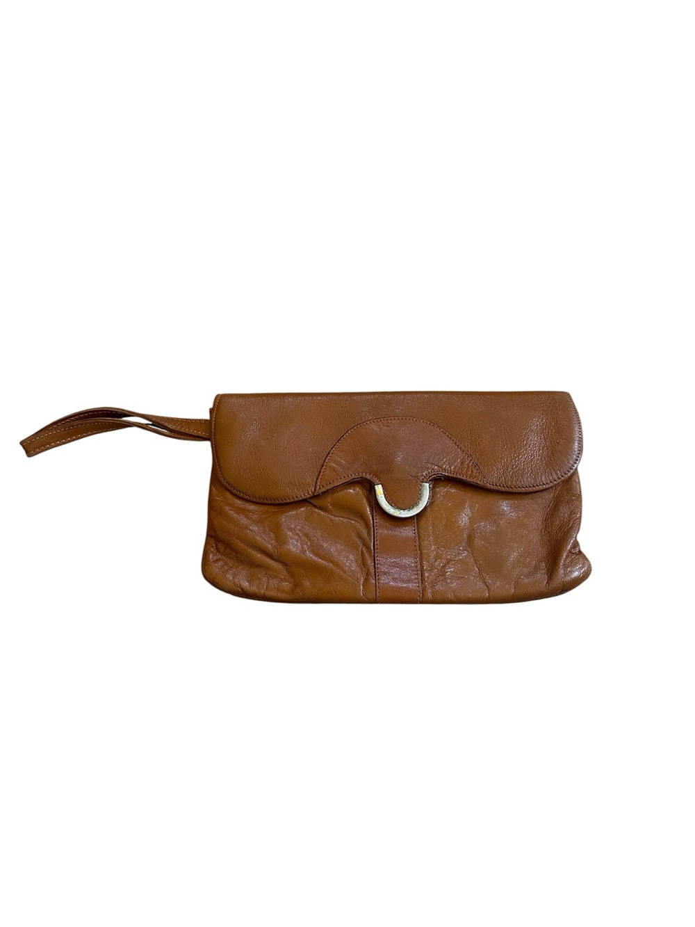 Vintage Genuine Leather  Clutch Wristlet Envelope Bag Buckle Snap Button Casual